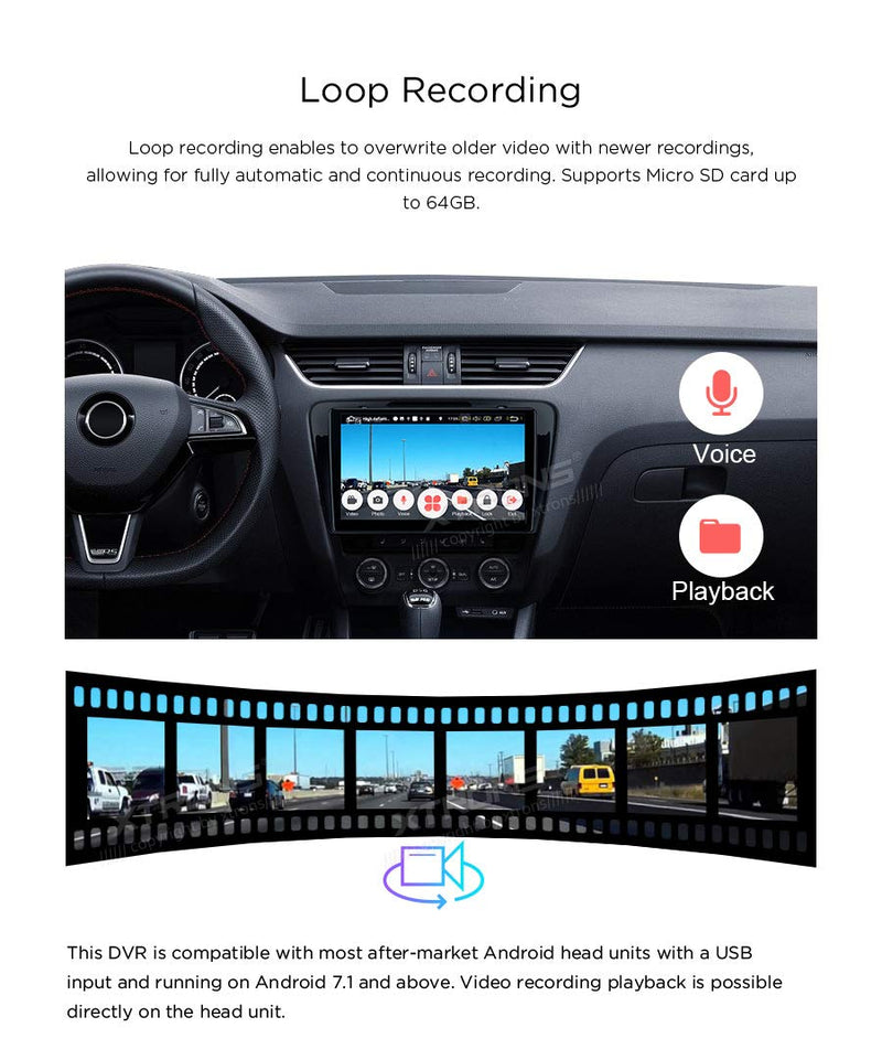 [Australia - AusPower] - XTRONS Full HD 1080P Car DVR Road Video Recorder Dash Camera Car Driving Recorder with 140° Wide Angle, Loop Recording 