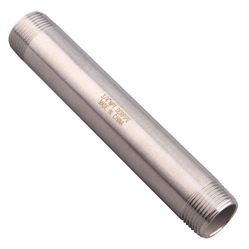[Australia - AusPower] - DERPIPE 3/4" X 3/4" NPT Male Nipple Stainless Steel 304 Cast Pipe Coupling fitting 6" Length 3/4" Male NPT 