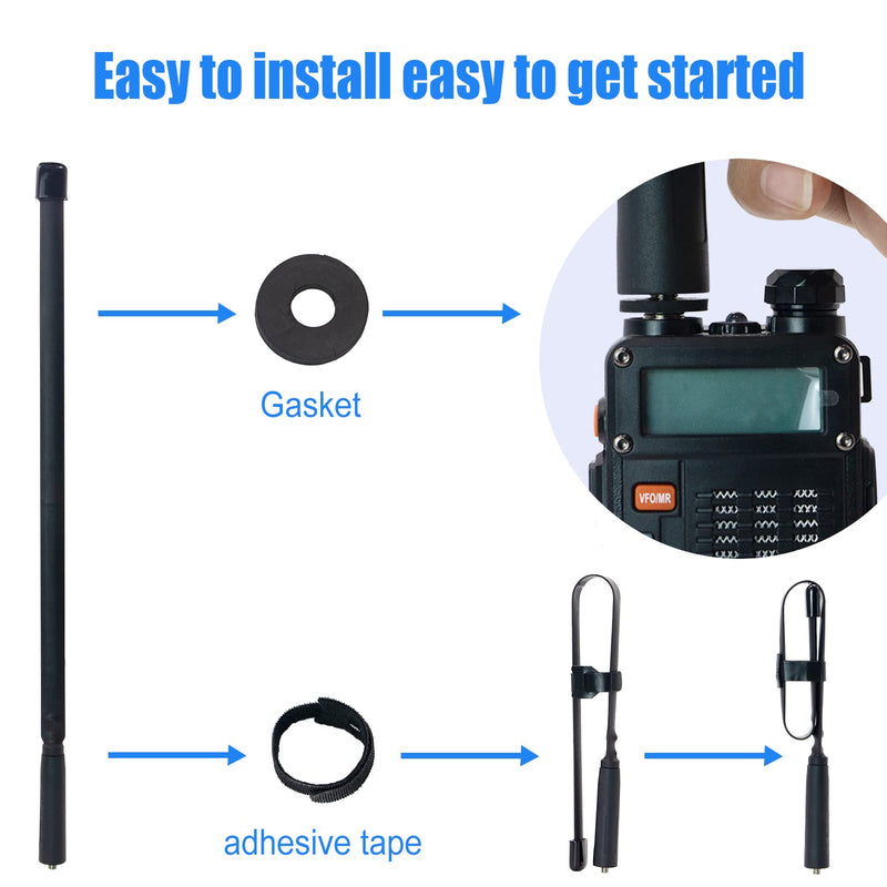 [Australia - AusPower] - Foldable CS Tactical Antenna,18.5 inches SMA Female Dual Band VHF/UHF 136-520Mhz,3.6dBi High Gain Antenna,for Baofeng UV-5R BF-888S BF-F8HP Two Way Radio Walkie Talkie(2 Pack) 