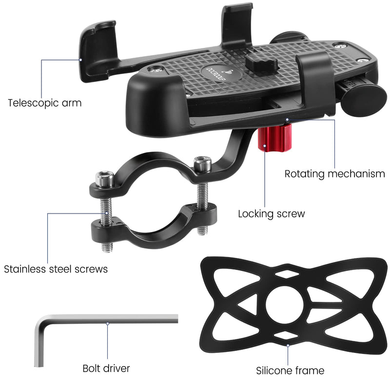 [Australia - AusPower] - Bike Phone Mount - Motorcycle Handlebar Mount 360 Rotation Universal Handlebar Bicycle Cell Phone Holder (Black) black 