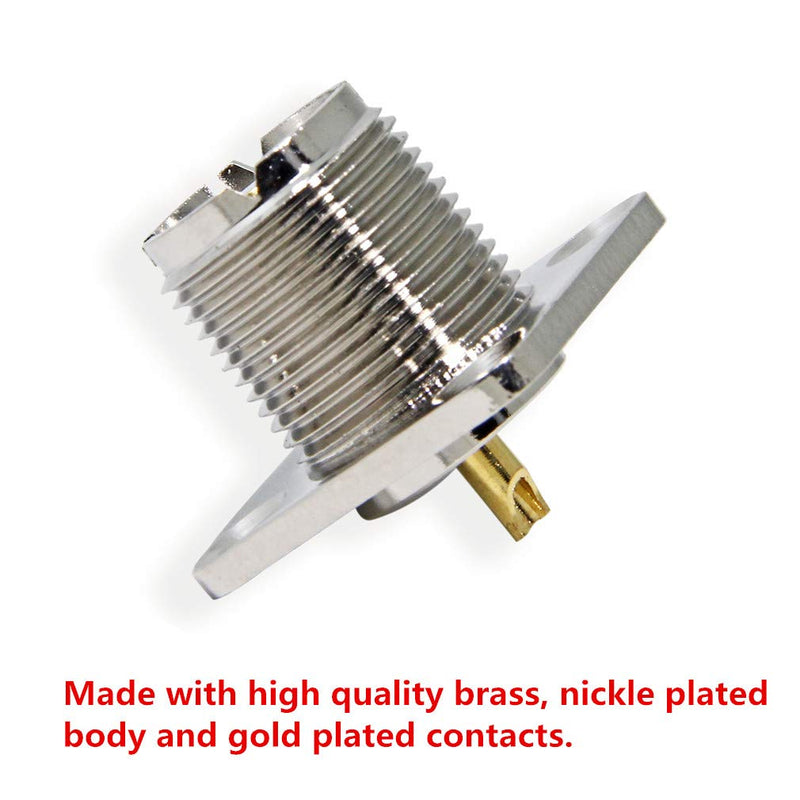 [Australia - AusPower] - SO239 Chassis Mount, 10-Pack UHF Female PL259 Jack 4-Hole Solder Flange Panel Mount Coax Coaxial RF Connector for CB Ham Radio Antenna 