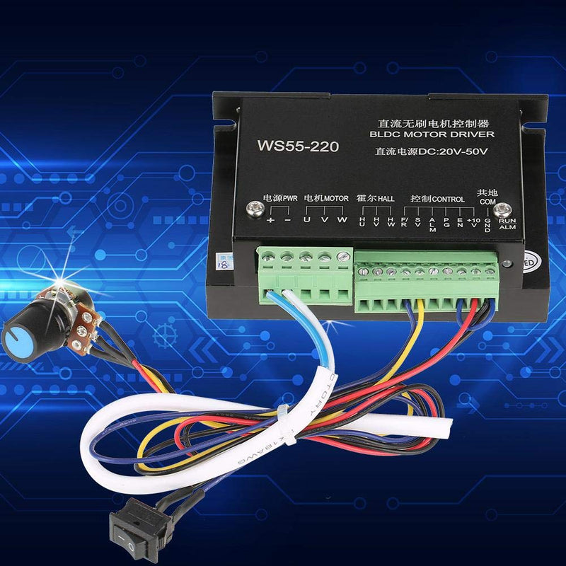 [Australia - AusPower] - Brushless Motor Controller CNC Brushless Spindle Driver WS55-220 DC 48V 500W BLDC Motor Controller DC Motor Speed Controller 