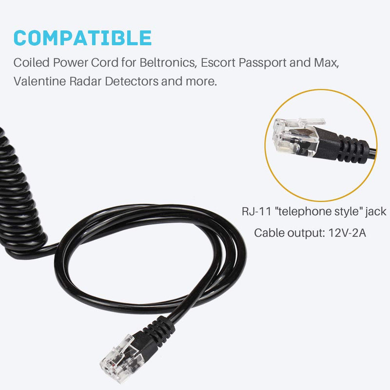 [Australia - AusPower] - Radar Detector DC Vehicle Lighter Power Cord for Escort Valentine One V1 Beltronics Uniden and More, FouceClaus Replacement Power Adapter for Radar Detectors with Dual USB Ports(6Ft Cable) 