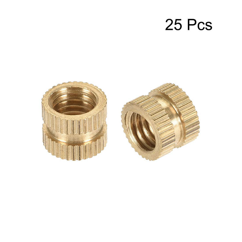 [Australia - AusPower] - uxcell Knurled Insert Nuts, M8 x 8mm(L) x 10mm(OD) Female Thread Brass Embedment Assortment Kit, 25 Pcs 
