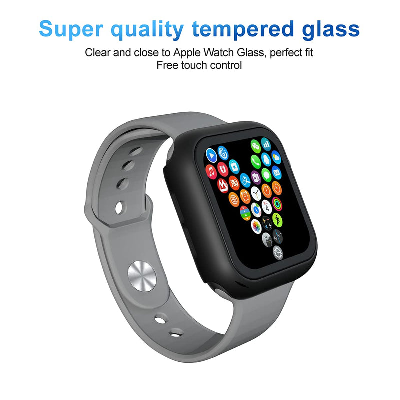 [Australia - AusPower] - Smart Watch Case, Compatible with Apple Watch 6/5/4/SE Series, 44mm Universal, with Built in Tempered Glass Screen Protector, Rouged PC Case (Black, 40mm) Black 