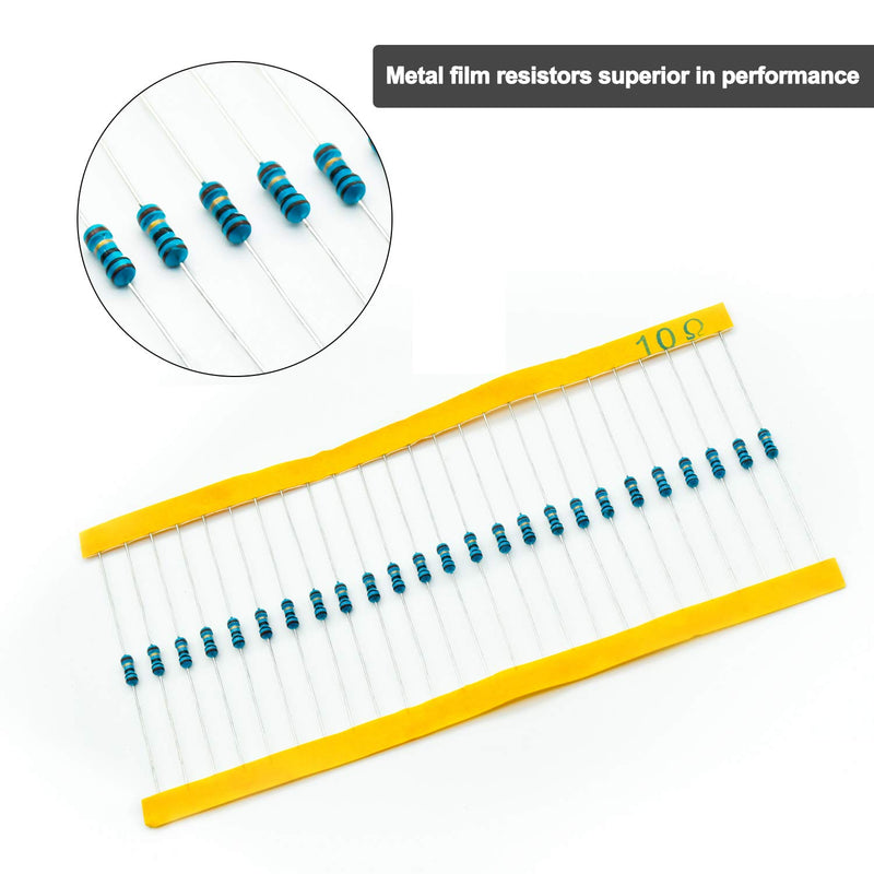 [Australia - AusPower] - REXQualis Resistor Kit, 650 Pieces 22 Values 1/4W 1% Resistor Assortment Kit, 10 Ohm - 1M Ohm (Pack of 650) Resistor kit (650pcs) 