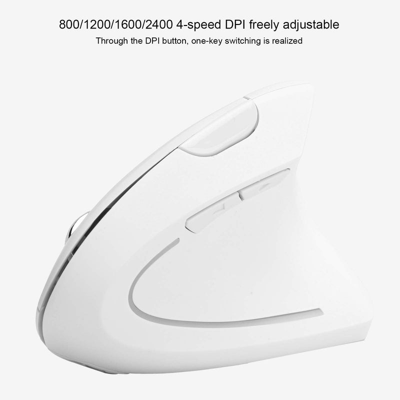 [Australia - AusPower] - Ergonomic Vertical Mouse, 2.4G Wireless Optical Game Mouse, RGB Backlight, Adjustable 4-Level 2400DPI, 6 Button for PC/ Laptop Desktop(White) 