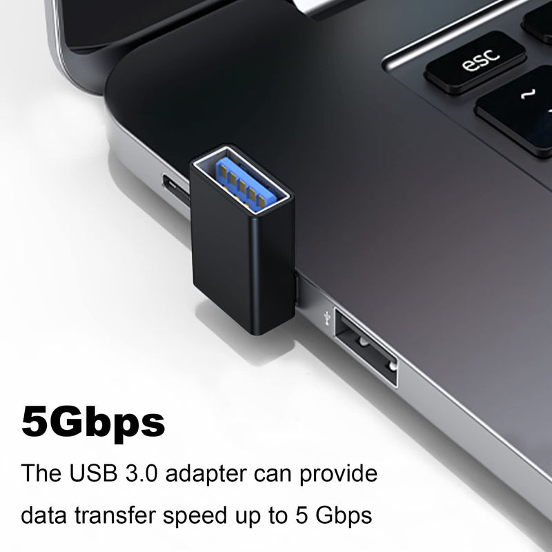 [Australia - AusPower] - AreMe 90 Degree USB 3.0 Adapter 2 Pack, Up and Down Angle USB A Male to Female Converter Extender for PC, Laptop, USB A Charger, Power Bank and More (Black) Up/Down Black 