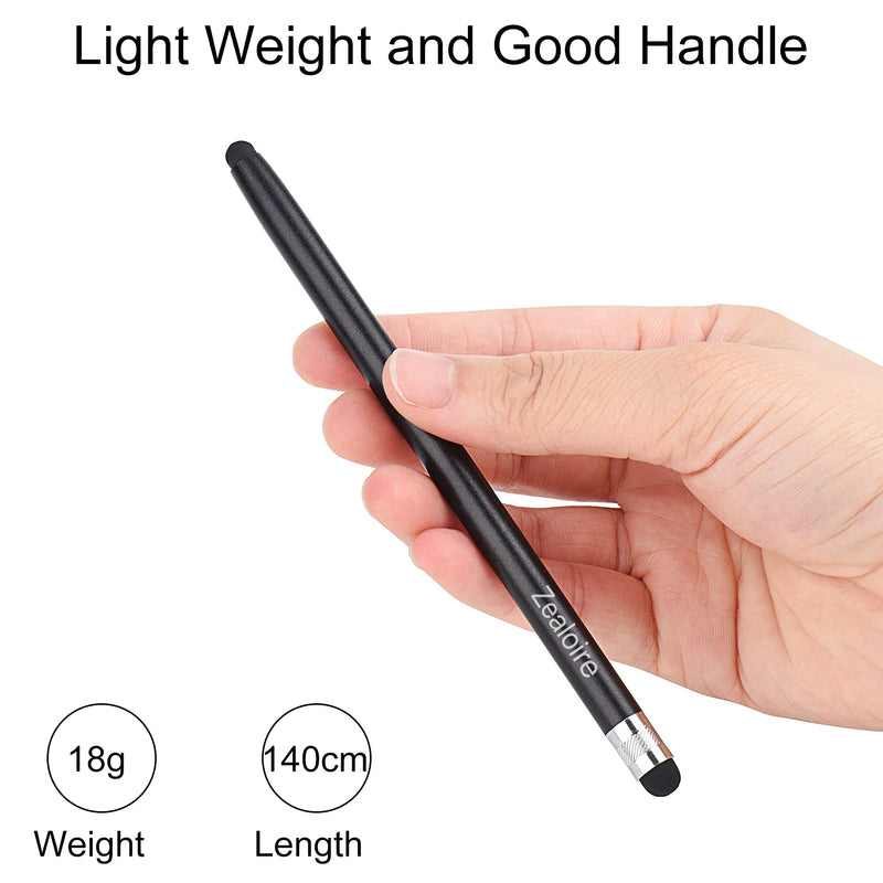 [Australia - AusPower] - Zealoire Stylus Pens for Touch Screens (2 Pcs), Sensitivity Capacitive Stylus 2 in 1 Touch Screen Pen with 6 Extra Replaceable Tips for iPad iPhone Tablets Samsung Galaxy All Universal Touch Devices Black/Gold 