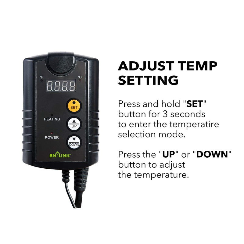 [Australia - AusPower] - BN-LINK Digital Heat Mat Thermostat Controller for Seed Germination, Reptiles and Brewing Breeding Incubation Greenhouse, 40-108°F, 8.3A 1000W ETL Listed (take note to capitalize BN-LINK) 