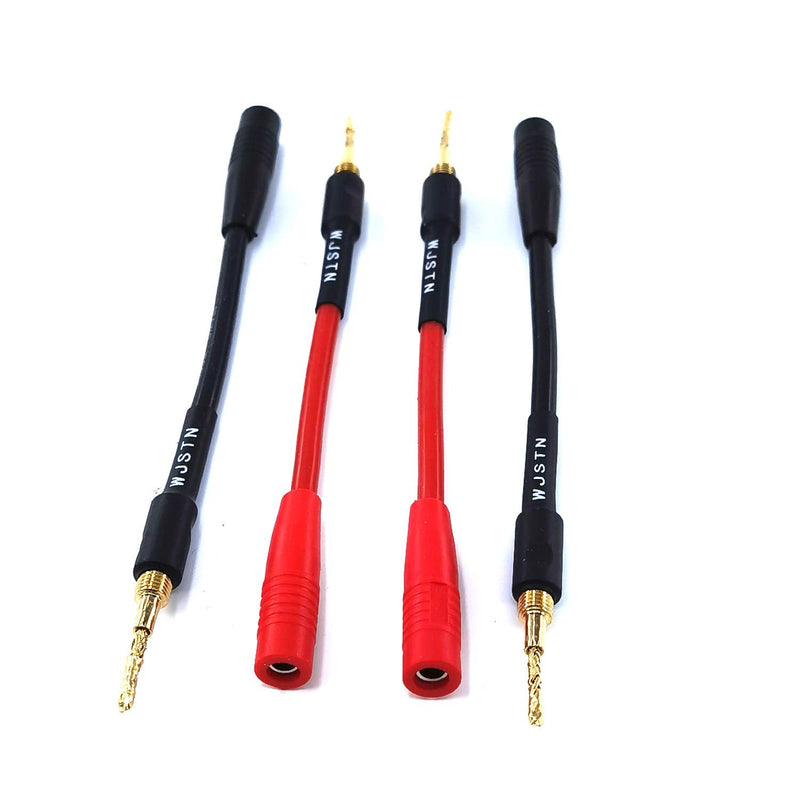 [Australia - AusPower] - WJSTN-018 Braided Wire Speaker Banana Plugs to 4mm Female Banana Jack Converter, Soft Whip Banana Plug Adapter Cable,4- Packs 