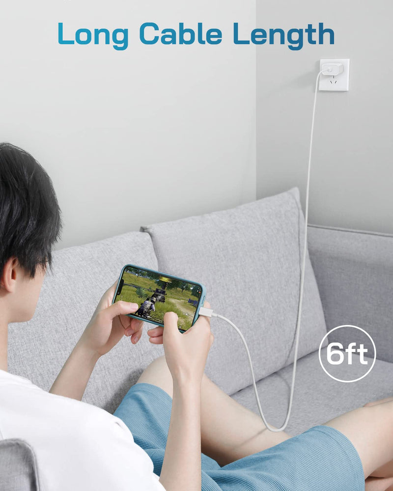 [Australia - AusPower] - iPhone Chargers Fast Charging [3 Pack], [Apple MFi-Certified] 20W USB-C Wall Charger Cube with 6Ft USB-C to Lightning Cable Compatible with iPhone 14/13/12/11/X/XR/8/7, iPad & More 
