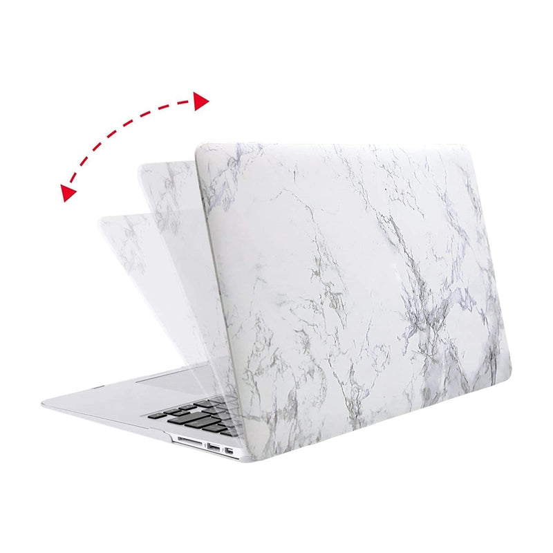[Australia - AusPower] - MOSISO Compatible with MacBook Air 11 inch Case (Models: A1370 & A1465), Plastic Pattern Hard Shell Case & Keyboard Cover Skin & Screen Protector, White Marble 