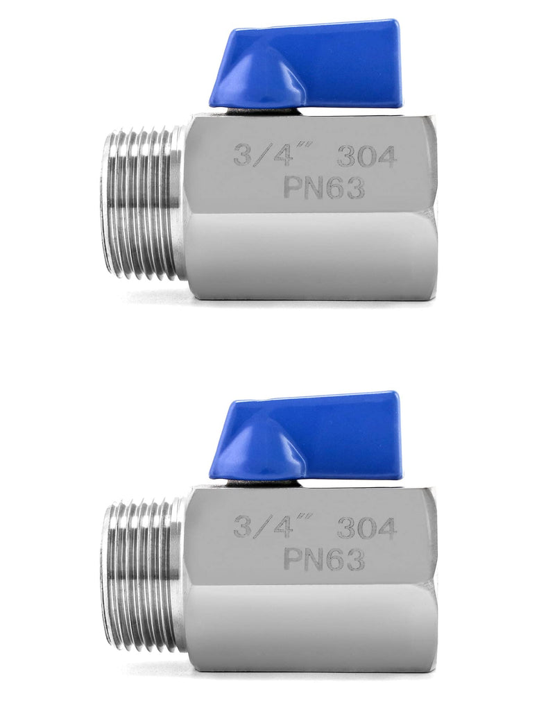 [Australia - AusPower] - QWORK Mini Ball Valve, 2 Pack 3/4" NPT Female and Male Thread 304 Stainless Steel Shut-Off Valve 3/4" Female&Male 