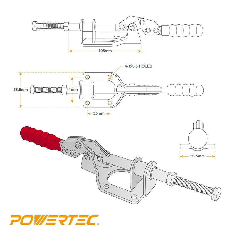 [Australia - AusPower] - POWERTEC 20304 Push/Pull Quick-Release Toggle Clamp 302F - 300 lbs Holding Capacity, 1PK 