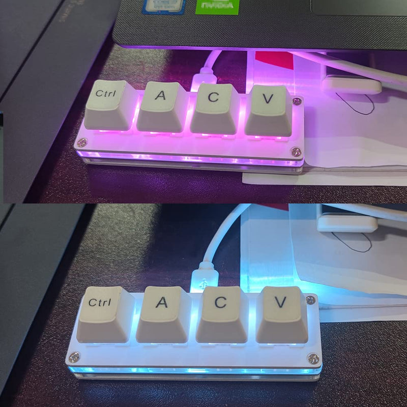 [Australia - AusPower] - Mini 4 Keys Macro Mechanical Keypad RGB Game Keyboard Portable One-Handed Fully Programmable Keys for Windows Mac OSU HID Standard Keyboard, Red Switches, RGB Backlight, Hot Swap, USB Wired 