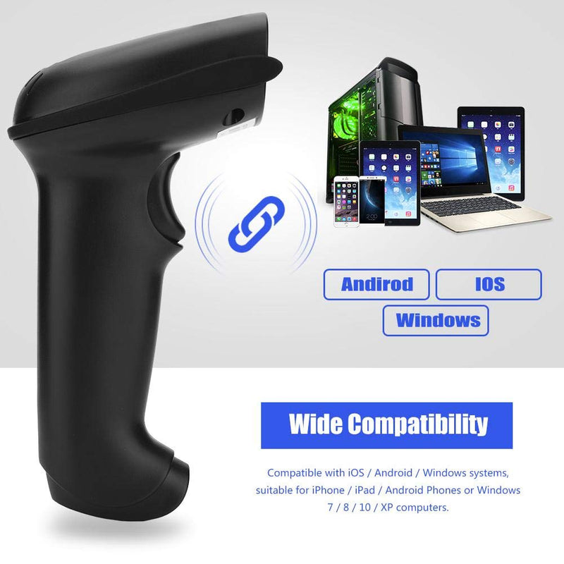 [Australia - AusPower] - Bewinner Bar Code Scanner, YHD-5100 Barcode Reader with 2.4G Wireless USB Cable, Compatible with/Android/Windows Systems - Dual Connection Modes D Black 
