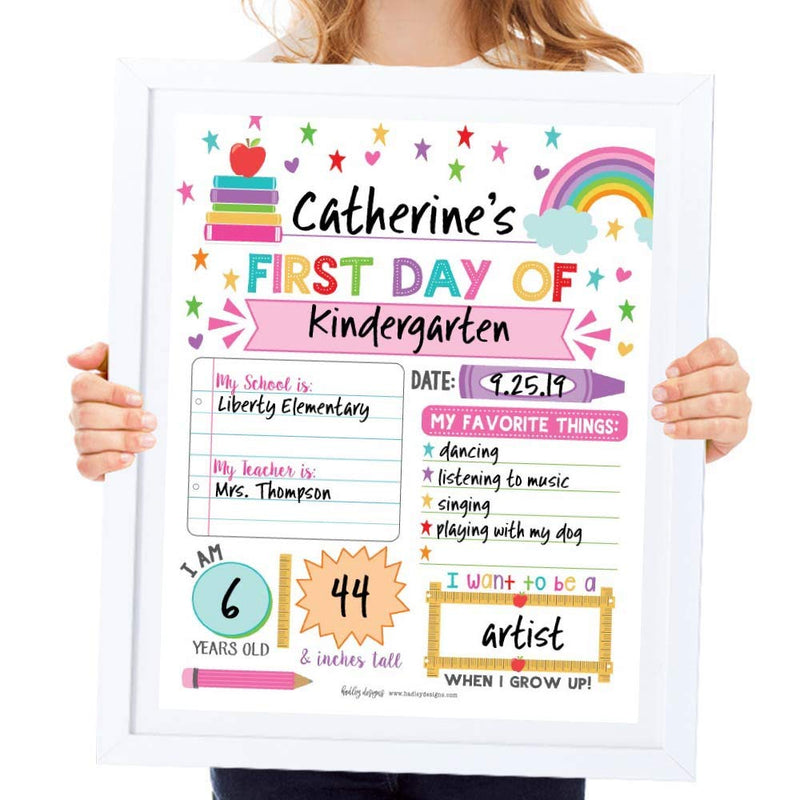 [Australia - AusPower] - 10 Pink School Signs for Kids First Day of School Board for Kids, My First Day of School Sign for Kids First Day, Back to School Sign, 1st Day of School Chalkboard Sign, First Day of Kindergarten 8x10 