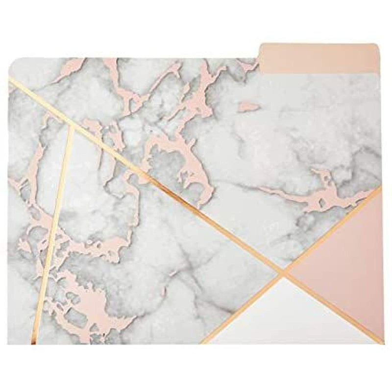 [Australia - AusPower] - Geometric Marble File Folders, Rose Gold Office Supplies (Letter Size, 12 Pack) 