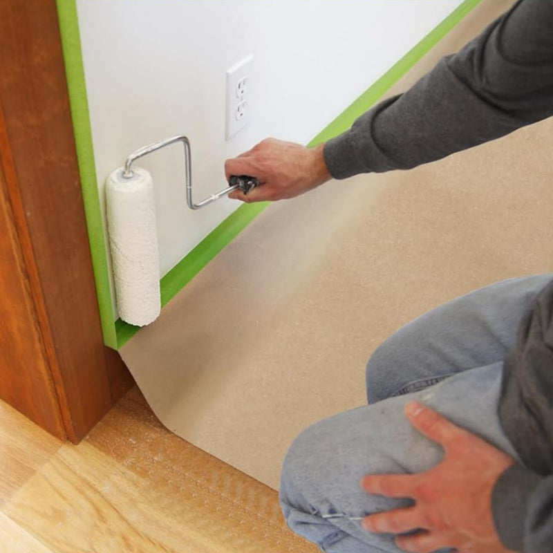 [Australia - AusPower] - KUANVE 4 Rolls Pre-Taped Masking Paper for Painting, 12 Inch x 50 Feet Tape and Drape Painters Paper, Self-Adhesive Kraft Paper Paint Protective Film for Auto Body, Home Furniture, Wall Covering 