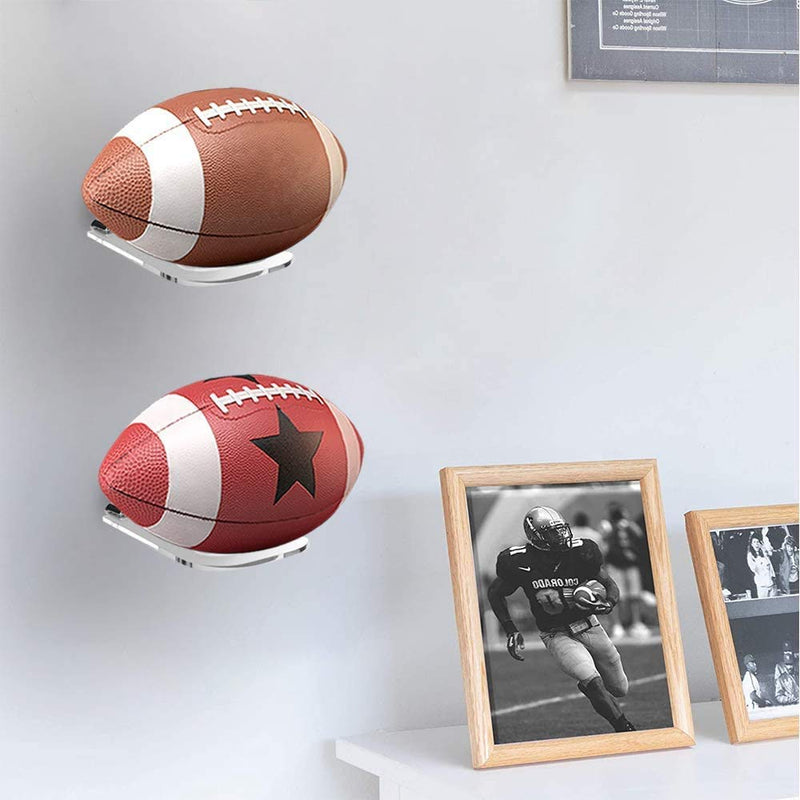 [Australia - AusPower] - BiJun Wall Mount Football Holder Display Rack, Acrylic Wall Mount Ball Hanger Organization and Storage Stand Room Decor, Invisible Clear Shelf 