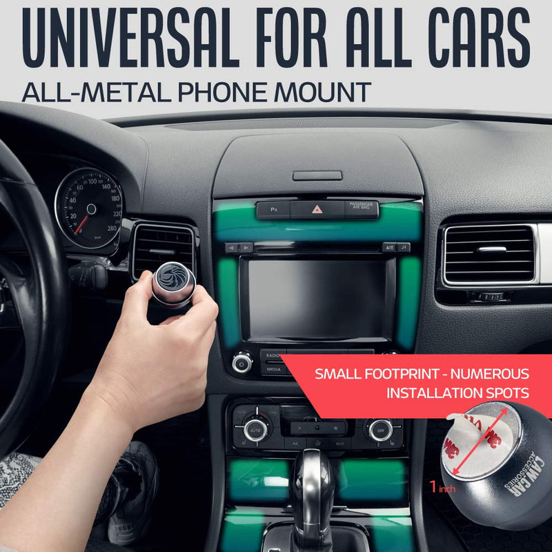 [Australia - AusPower] - Universal Car Phone Mount Magnetic - All-Metal iPhone Car Mount for Any Smartphone or GPS - Truly One-Handed Cell Phone Holder for Car Dashboard 