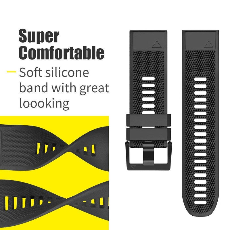 [Australia - AusPower] - Notocity Compatible Fenix 5X Band 26mm Width Soft Silicone Watch Strap for Fenix 6X/Fenix 7X/Fenix 5X Plus/Fenix 6X Pro/Fenix 3/Fenix 3 HR/Tactix/Descent MK1/D2 Delta PX/D2 Charlie-Black Black 