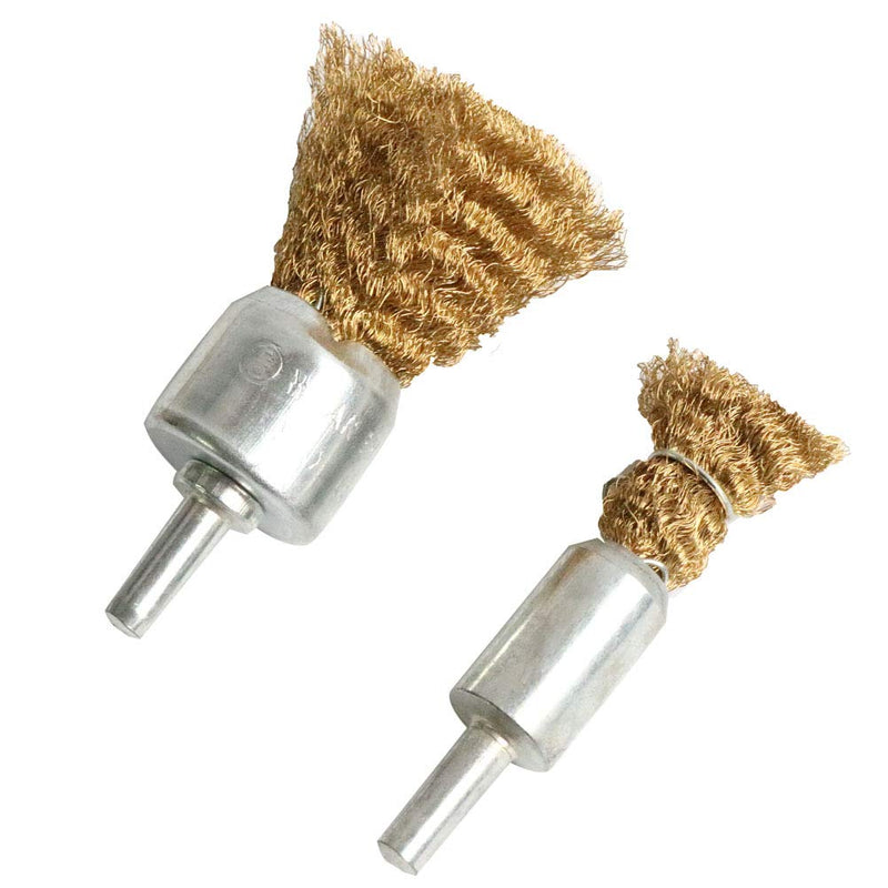 [Australia - AusPower] - FPPO Brass Wire Wheel Brush Kit for Drill,Crimped Cup Brush with 1/4-Inch Shank,0.13mm True Brass Wire,Soft Enough to Cleaning or Deburring with Less Scrach 