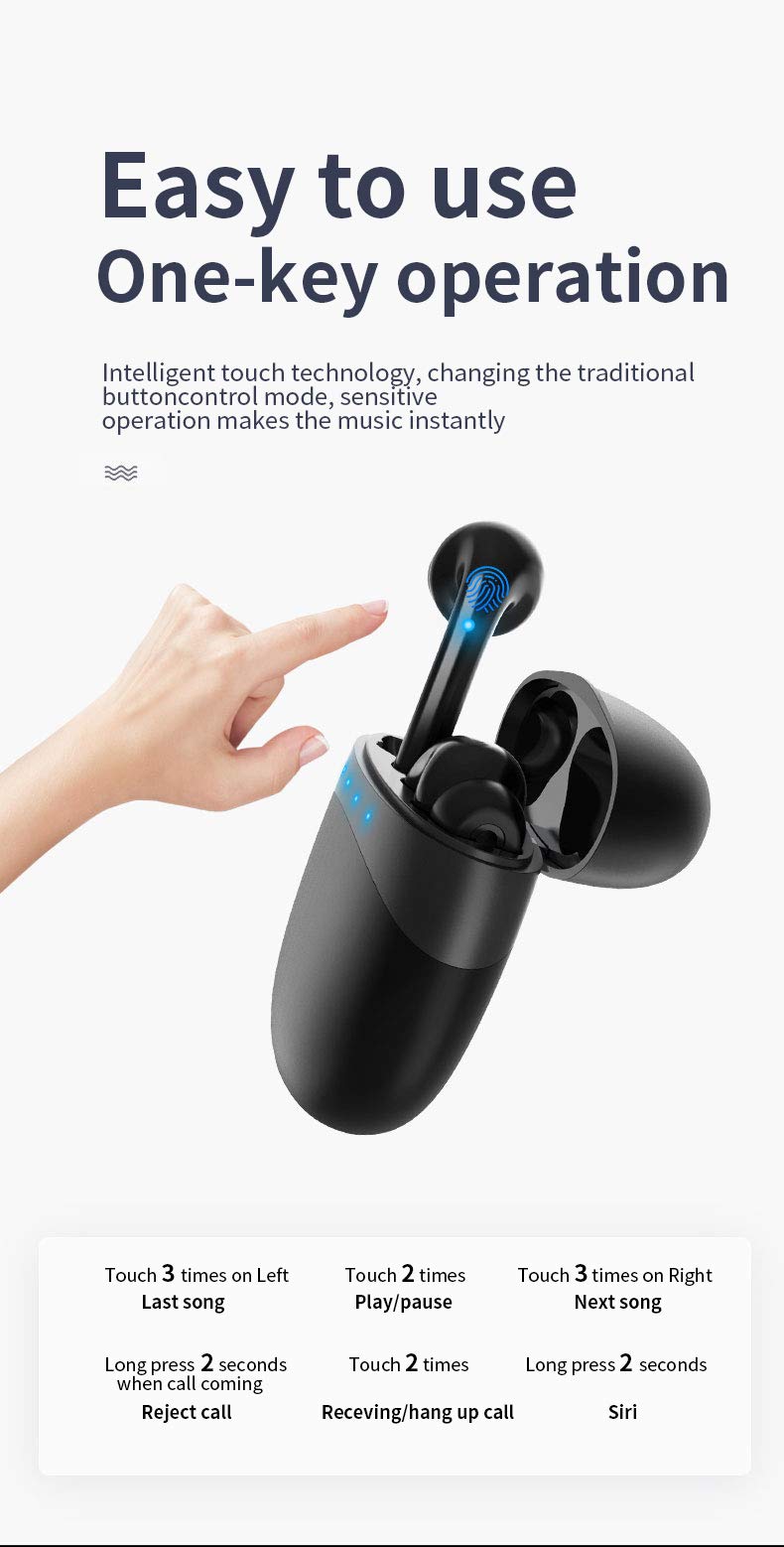 [Australia - AusPower] - GZkeji M19 Non-Loss Noise-Cancelling Smart Ai Voice Assistant Super Long-Lasting Wireless Headphones in-Ear Wireless Bluetooth 5.0 Waterproof Headphones 