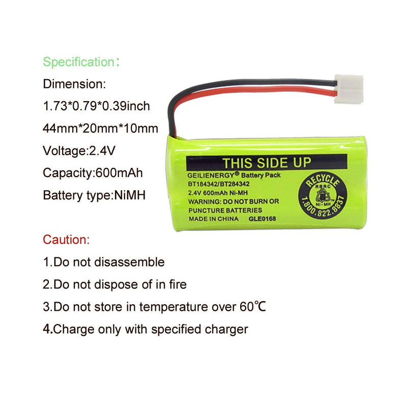 [Australia - AusPower] - 2 Pack BT18433 BT184342 BT-18433 BT-184342 BT-28433 BT-284342 BT-1011 BT-6010 BT-8000 BT-8001 BT-8300 Phone Batteries with 4 Pack Pack BT-1021 BBTG0798001 Compatible for Uniden BT1008 BT-1008 BT1016 B 