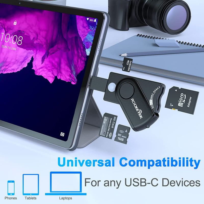 [Australia - AusPower] - Rocketek USB C HDMI Adapter 8 in 1 Type C Hub with 4K USB C to HDMI, 2 USB 3.0 Ports, SD TF Card Reader, 2 USB C Ports(Data) & USB-C Charging Port Compatible for MacBook, iMac, Surface, Galaxy, XPS Black-OTG 