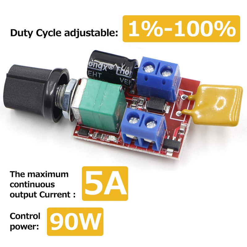 [Australia - AusPower] - Riorand DC 3V 6V 12V 24V 35V 5A Motor Speed Controller PWM Speed Control Ultra Small LED Dimmer（2PCS） 