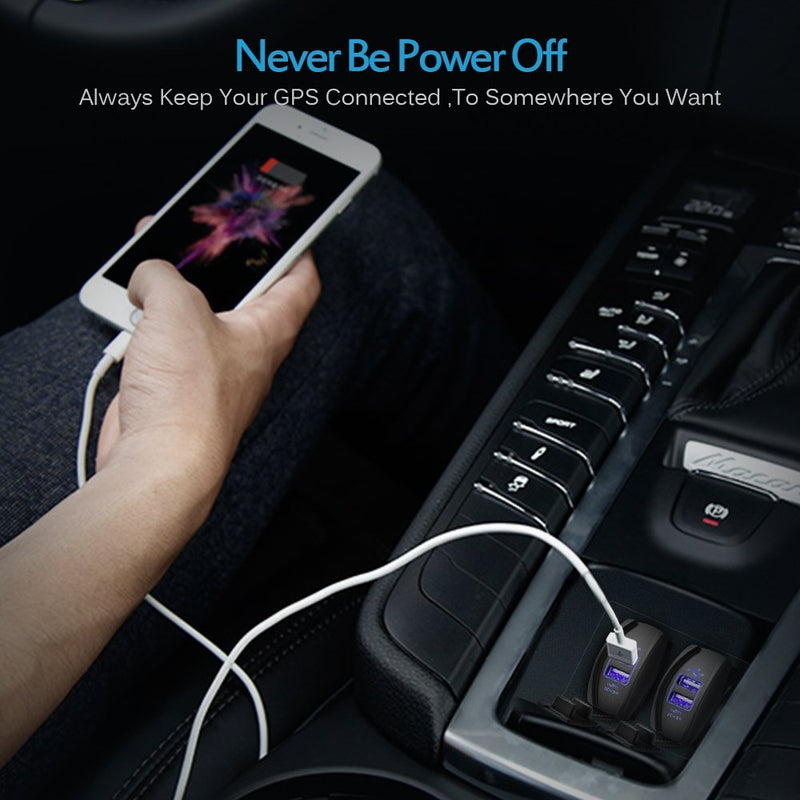 [Australia - AusPower] - MICTUNING Universal Rocker Style Car USB Charger - with Blue LED Light Dual USB Power Socket for Rocker Switch Panel 