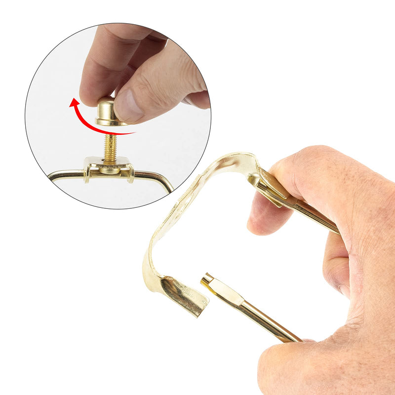[Australia - AusPower] - 7 Inch Brass Lamp Harp Holder Kits with Finials and Detachable Light Duty Saddle Bases, Saangseon Set of 2 DIY Lighting Accessories Horn Frame Lamp shade Brackets Polished Brass 7 Inch 