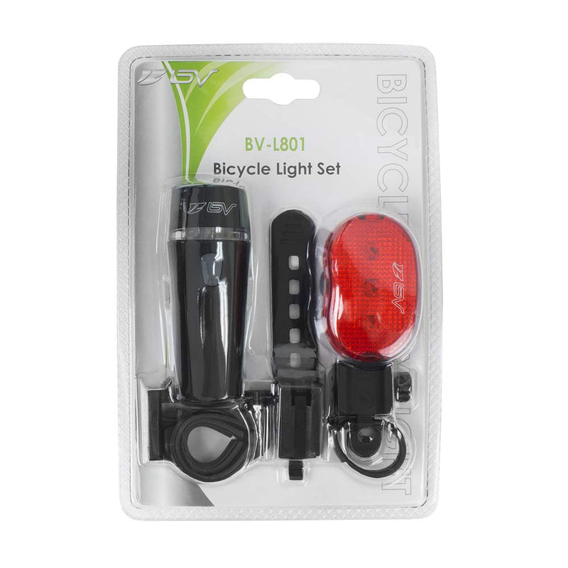 [Australia - AusPower] - BV Bicycle Light Set Super Bright 5 LED Headlight, 3 LED Taillight, Quick-Release 