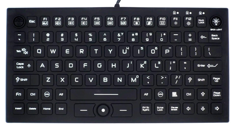 [Australia - AusPower] - DSI Compact LED Backlit Keyboard with Integrated Mouse Button IP68 Waterproof Silicone IKB850BL 
