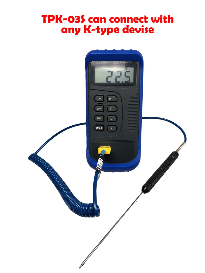 [Australia - AusPower] - TECPEL TPK-03S Thermocouple Probe, Type K, Immersion Probe 50℃ ~ 500℃/-58℉ ~932℉ Taiwan-Made 