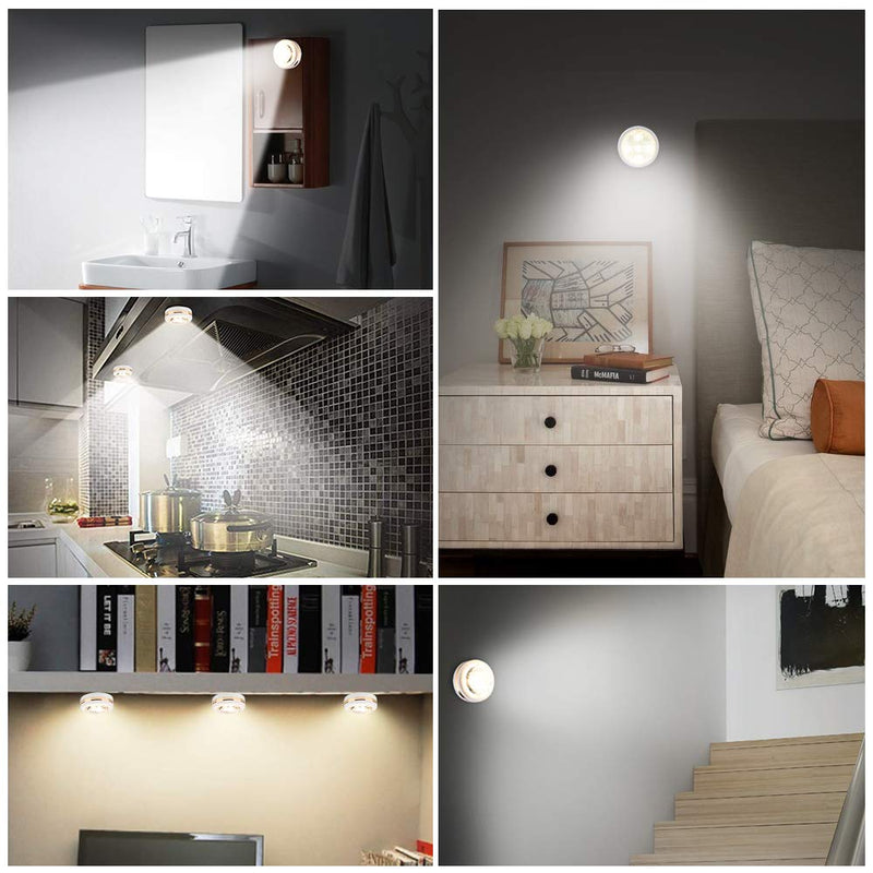 [Australia - AusPower] - LEASTYLE Wireless LED Puck Lights with Remote Control 6 Pack, LED Under Cabinet Lighting,Puck Lights Battery Operated, Closet Light, Under Counter Lighting, Stick On Lights Gold Circle 