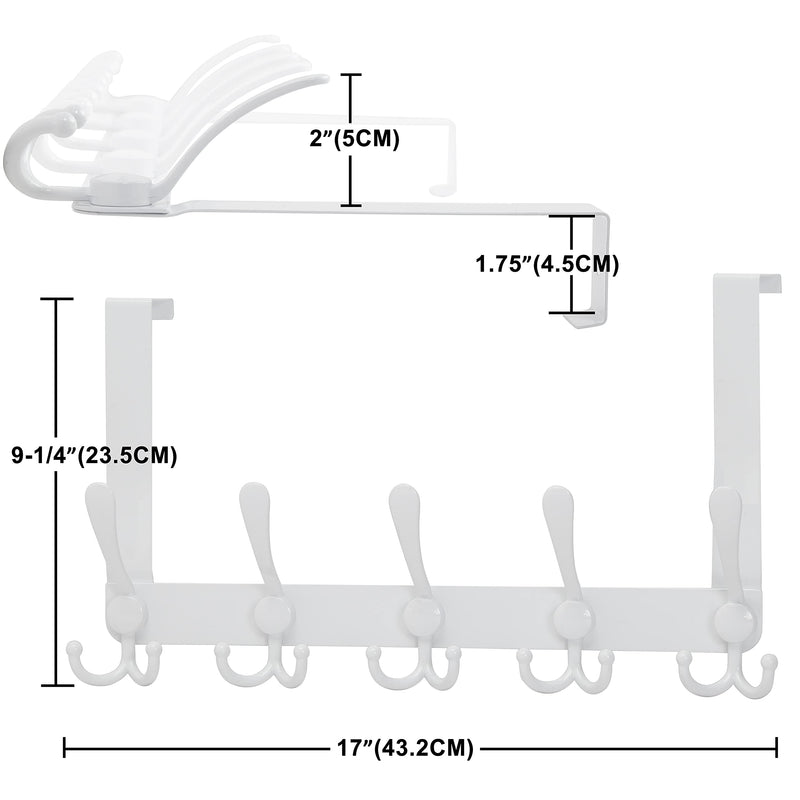 [Australia - AusPower] - Dseap Over The Door Hook Hanger - 5 Tri Hooks, Heavy Duty Over The Door Towel Rack Coat Rack for Clothes Hat Towel, White 1 