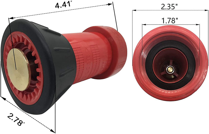 [Australia - AusPower] - SpringSpray 1-1/2" NPSH Fire Hose Nozzle Spray Polycarbonate Jet Fog Industrial Fireman 1.5" Nozzle 75 gpm Fire Equipment 1-1/2"NPSH 