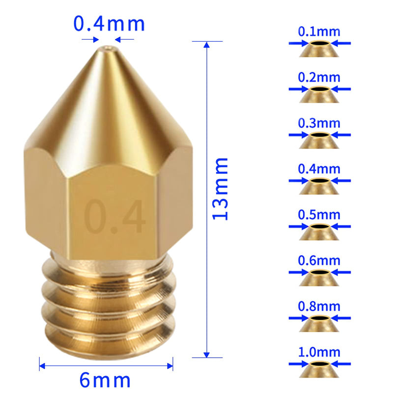 [Australia - AusPower] - 25PCS 3D Printer Extruder Nozzles Hardened Steel, Stainless Steel, Brass High Temperature Pointed Wear Resistant Nozzle 0.2 0.3 0.4 0.5 0.6 0.8 1.0 mm, for CR-10, Ender 3/ Ender3 pro, Aquila No needles 
