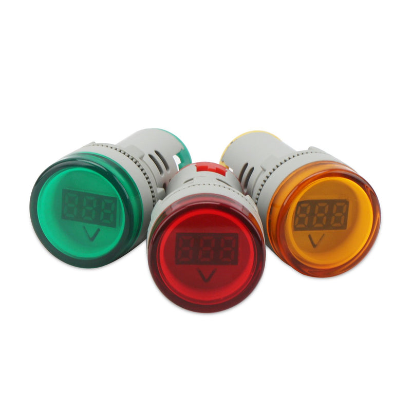 [Australia - AusPower] - AC Voltage Display, DROK 3pcs Digital LED Display Voltmeter AC 60-500V Voltage Meter Monitor 110v 220v Volt Detetor Green Red Yellow Signal Indicator Light Panel 