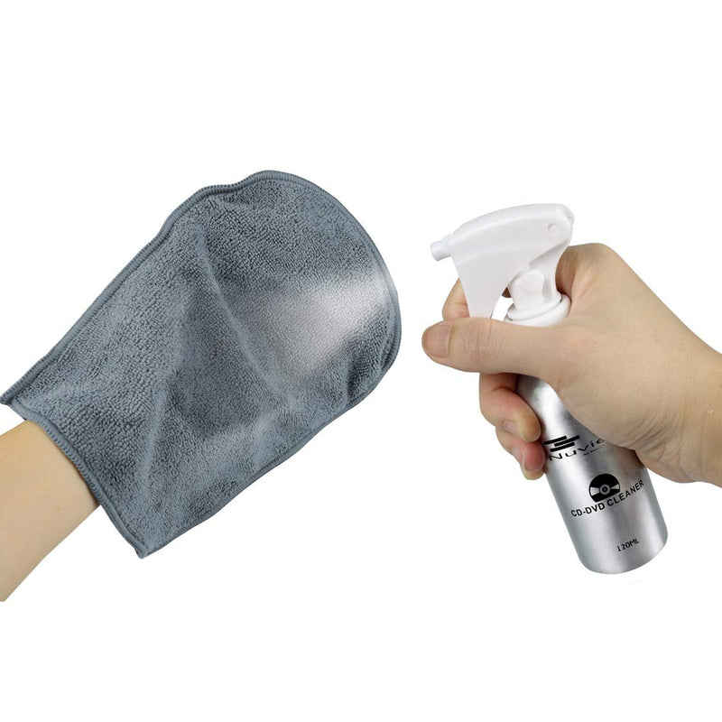 [Australia - AusPower] - CD DVD Cleaner Solution Spray Fluid - Premium Compact disc Cleaning Kit with Anti-Static Microfiber Cloth Glove 4oz 