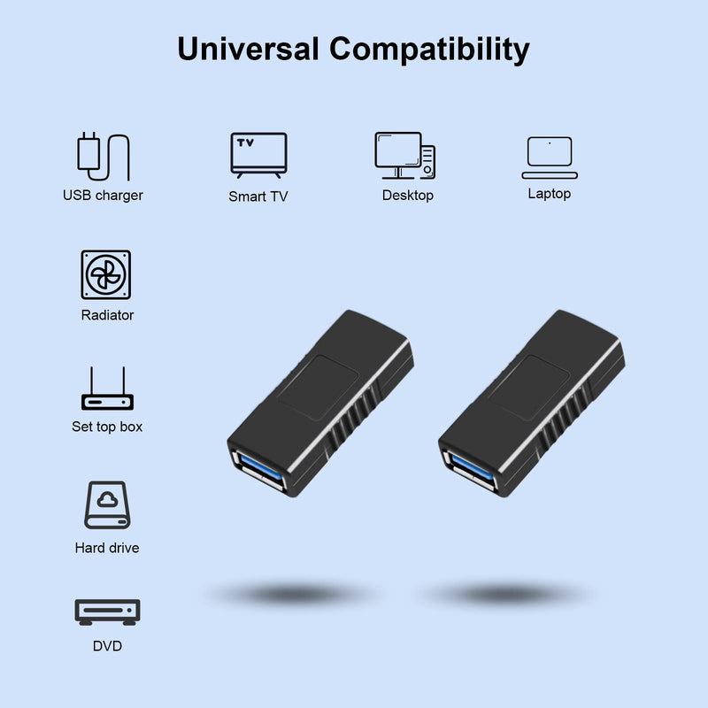 [Australia - AusPower] - SuperSpeed USB 3.0 Coupler Adapter Type A Female to Female Bridge Extension Connector by Oxsubor(2PCS) 