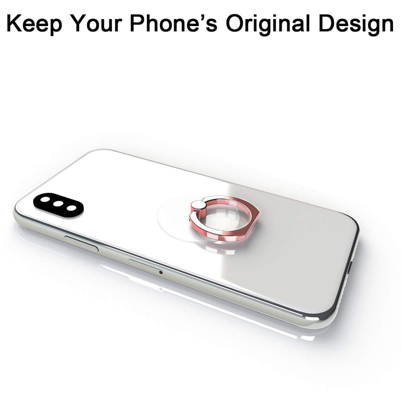 [Australia - AusPower] - Attom Tech Transparent Phone Ring Holder Grip 360 Degree Free Rotation, Clear Cell Phone Finger Ring Kick-Stand Compatible with iPhone X 8 7 Plus 6S 6 5s 5 SE, Galaxy S9 S8 S7 S6 Edge (Rose Gold) 