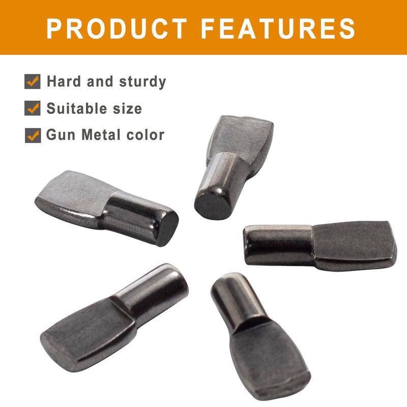 [Australia - AusPower] - WINKING MOON 80 Pack 5mm Shelf Pins Spoon Shape Cabinet Shelf Pegs for Shelves, Black Tone Gun Metal 