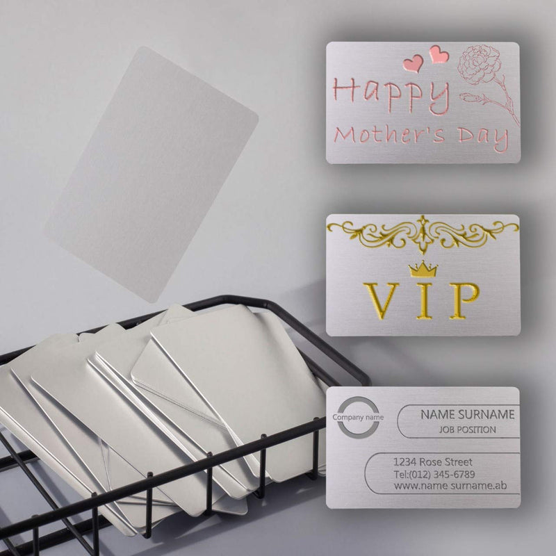 [Australia - AusPower] - Thick Aluminum Metal Business Cards Anodized Aluminum 86 X 54 X 0.8mm 15 pcs Include Protector Sleeves (silver) silver 