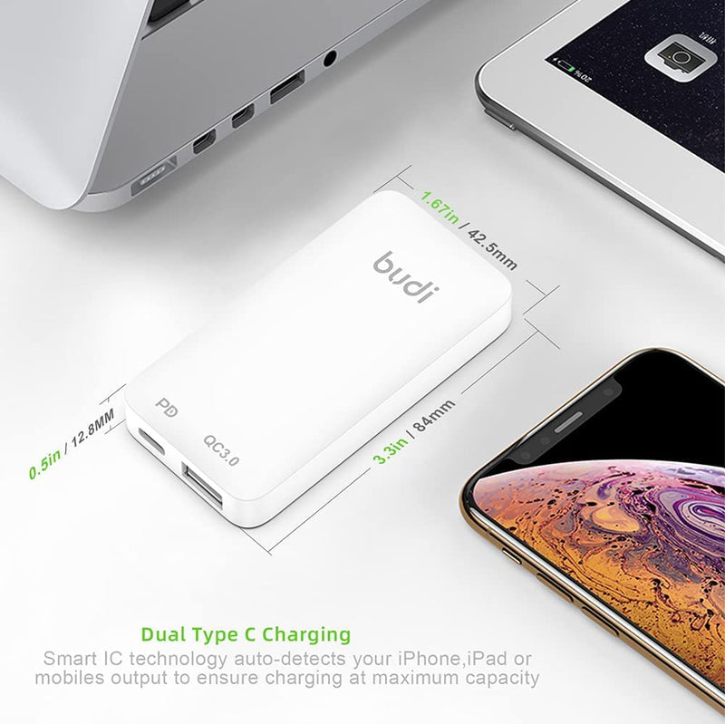 [Australia - AusPower] - BUDI USB C Fast Charger 20W Dual-Port PD USB C/QC 3.0 Wall Charger, Foldable Plug Portable Travel Power Adapter Compatible with iPhone 12/Mini/Pro Max, iPad Pro, AirPods Pro, Galaxy and More 
