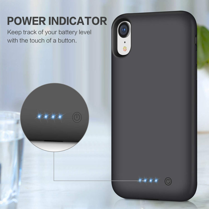 [Australia - AusPower] - Pxwaxpy Battery Case for iPhone XR, 6800mAh Portable Protective Charging Case for iPhone XR Extended Rechargeable Charger Case Battery Pack Compatible with Apple XR Power Bank Cover(6.1 inch), Black 