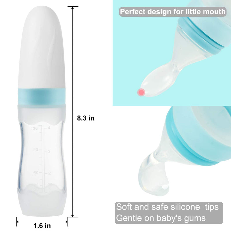 [Australia - AusPower] - PandaEar (2 Pack) Silicone Baby Food Dispensing Spoon|4 oz Infant Fruit Squeeze Feeder| Travel Friendly Kids Toddlers Boys Girl (Blue) Blue 